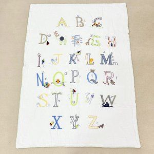 Alphabet Embroidered Quilt in White